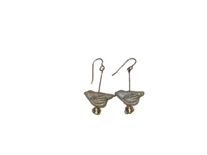 Clear/gold Czech glass bird earrings