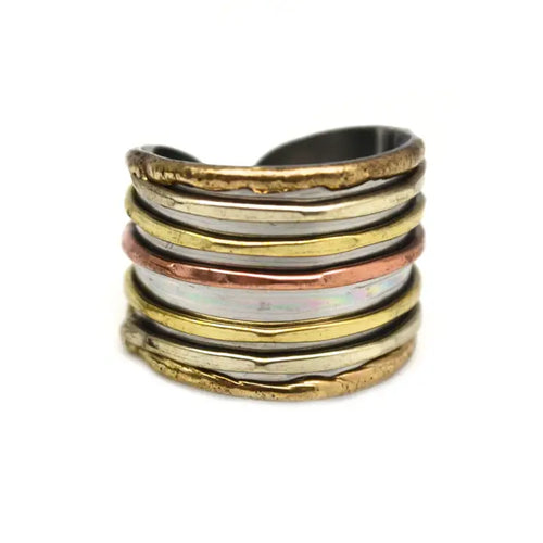 Mixed metal cuff ring