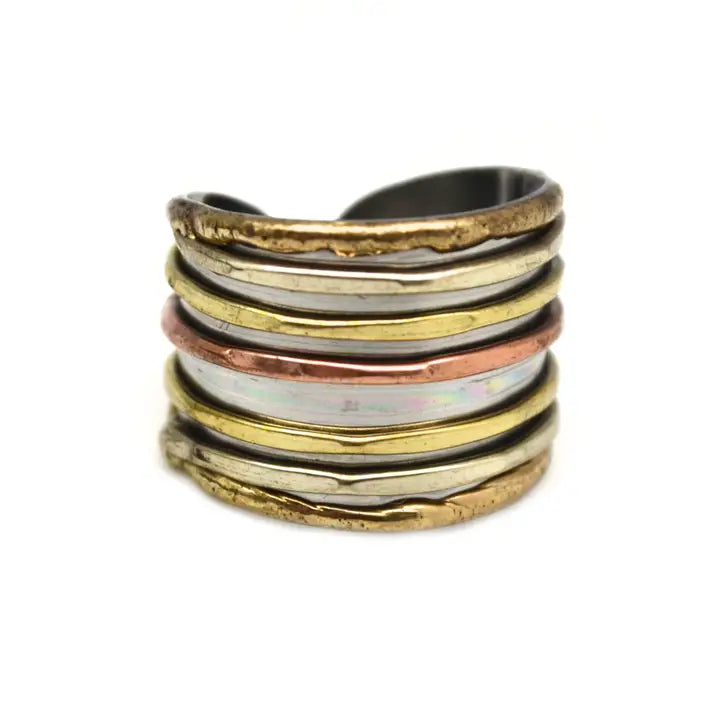 Mixed metal cuff ring