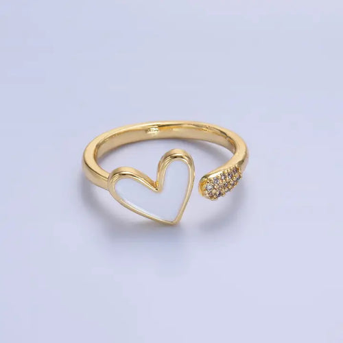 Dainty White heart Ring