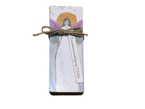 Small Wood Block Angel "Every moment is a fresh beginning."