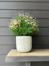 Handmade XL White Floral Print Planter