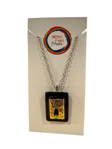 Dichroic Fused Glass Necklace--Pink Figure