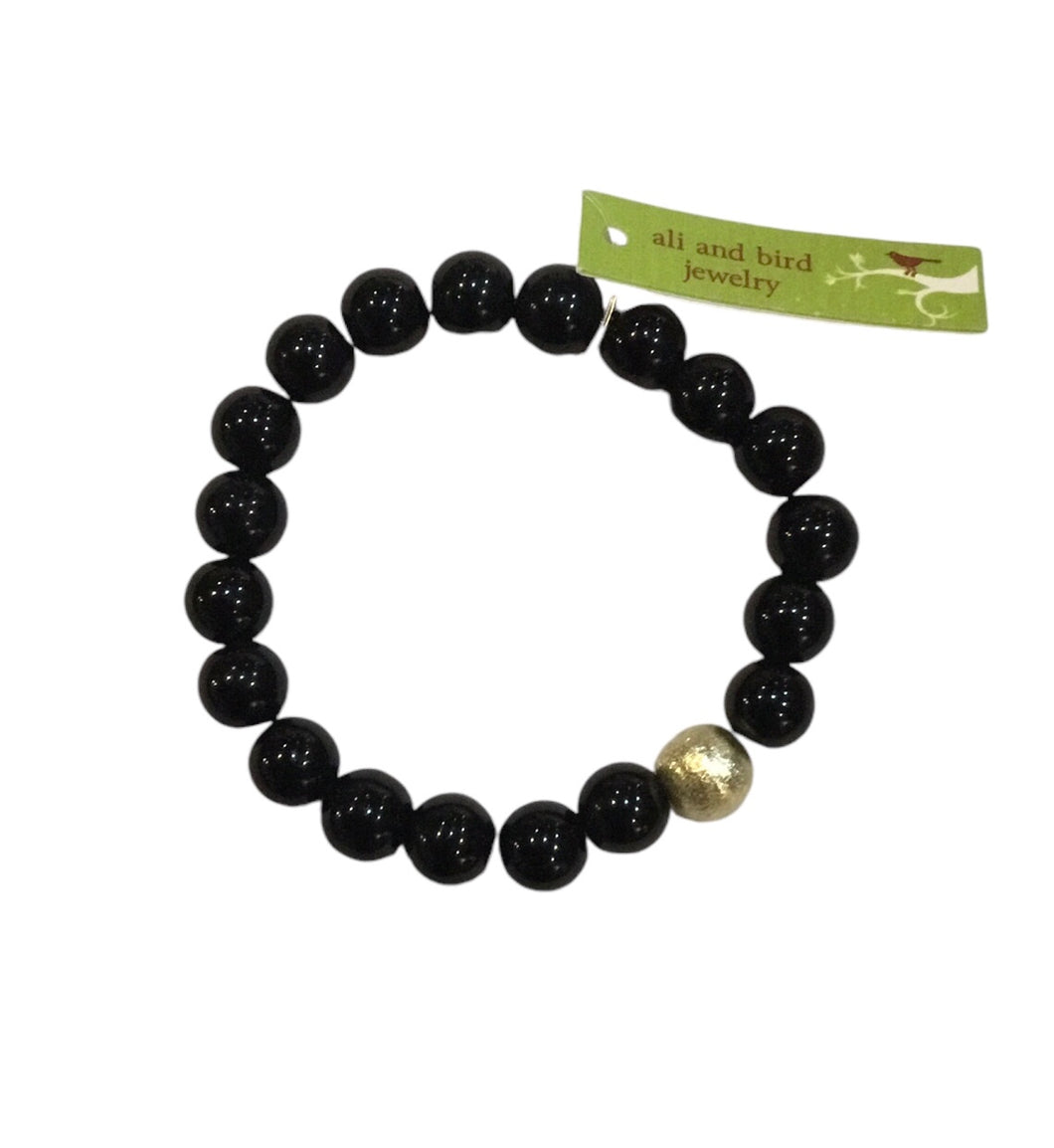 Bird Bracelet—Black with Gold