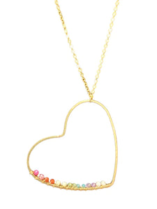 Rainbow Gemstone Wrapped Necklace