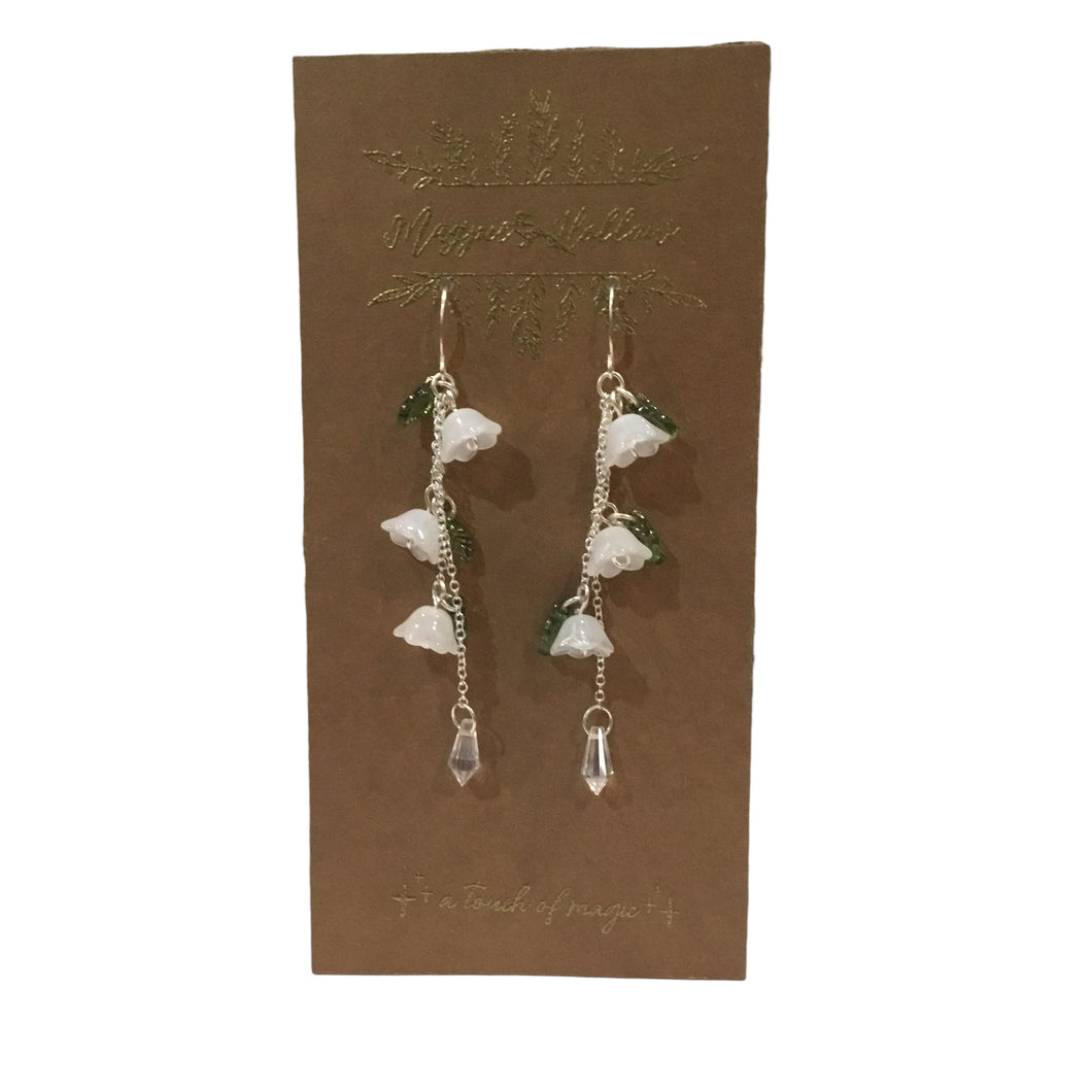 Lily of the Valley Earrings with Crystal Points