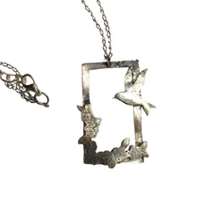 Silver Bird  Necklace - Rectangle