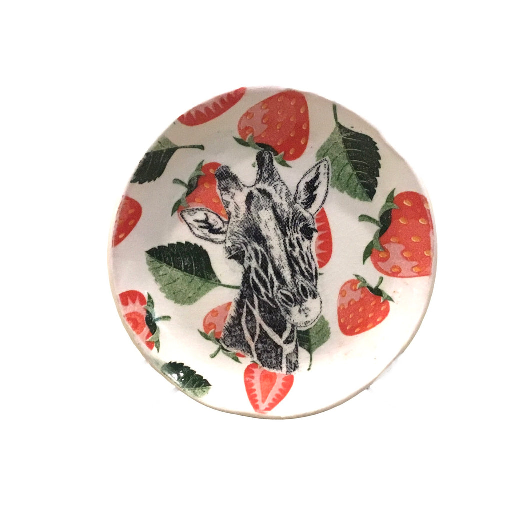 Giraffe & Strawberries Trinket Dish