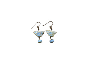 Mint blue Czech glass bird earrings