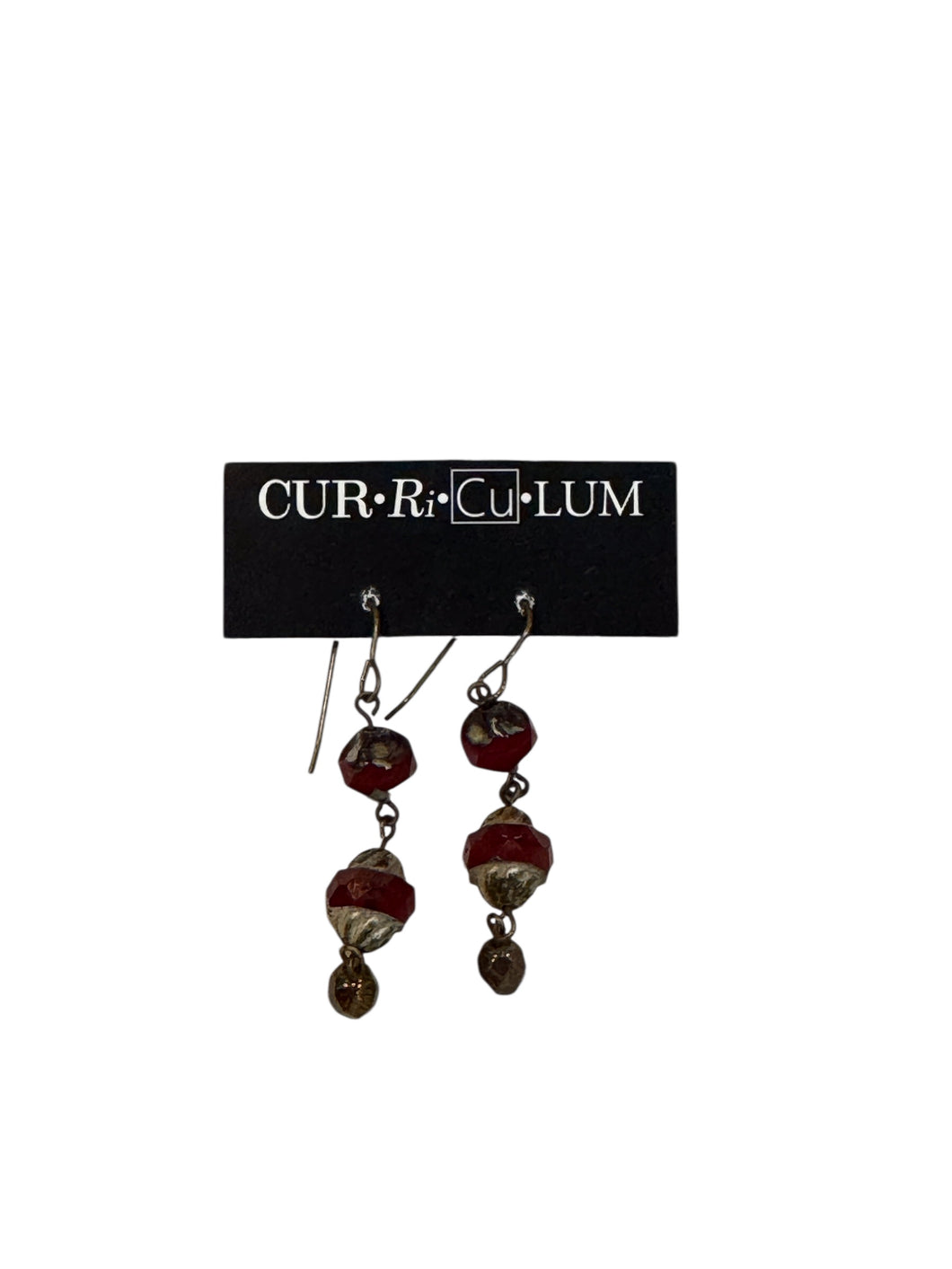 Dark Red with Picasso-Finish Mixed Czech Glass Earrings