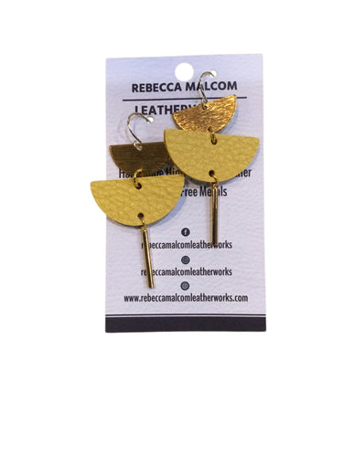 Halfmoon with Bar Earrings - Yellow