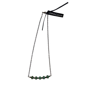 18" Green Rose Bead Necklace--Czech Glass Beads
