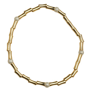 Gold Bamboo and Pearl Bracelet