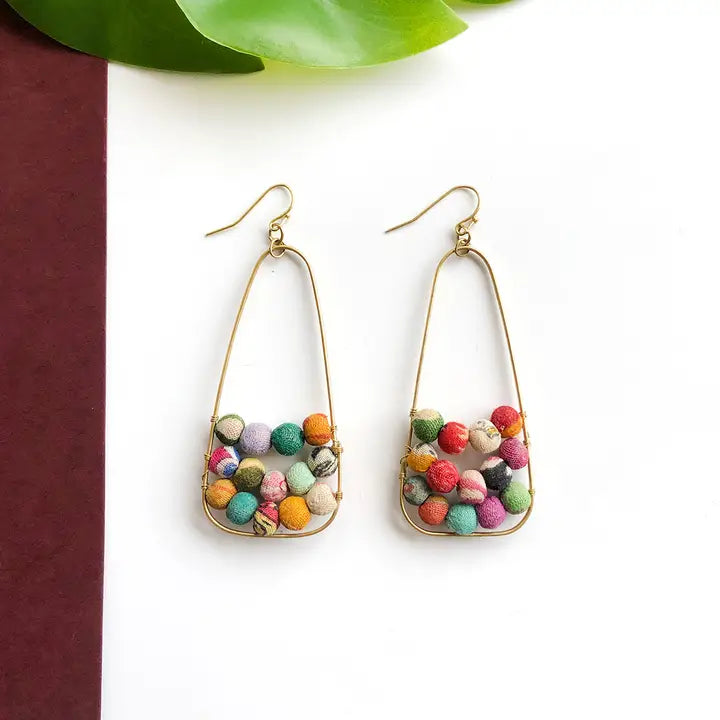 Embedded kantha earrings