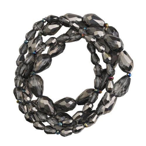 Silver Crystal Set of Four Bracelets