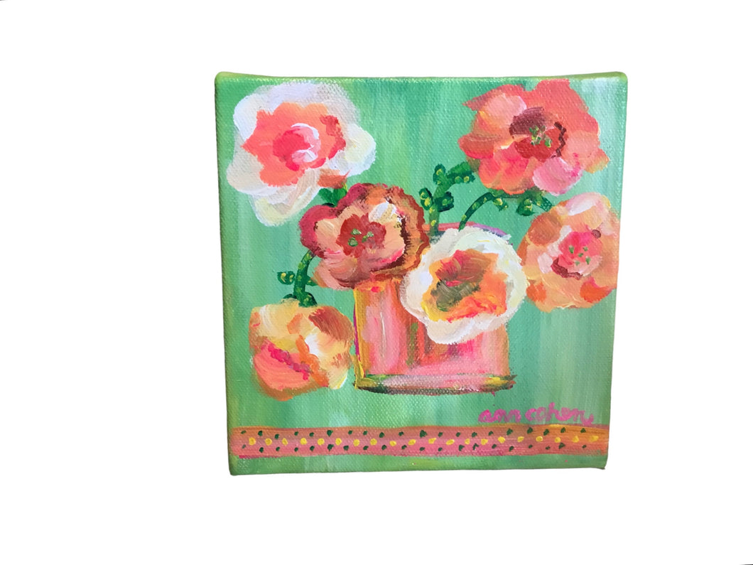 Green/Pink Medium Floral