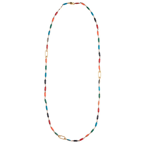 Long Enamel Necklace - Multi