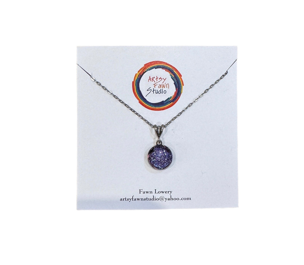 Dichroic Fused Glass Necklace--Mixed Purple