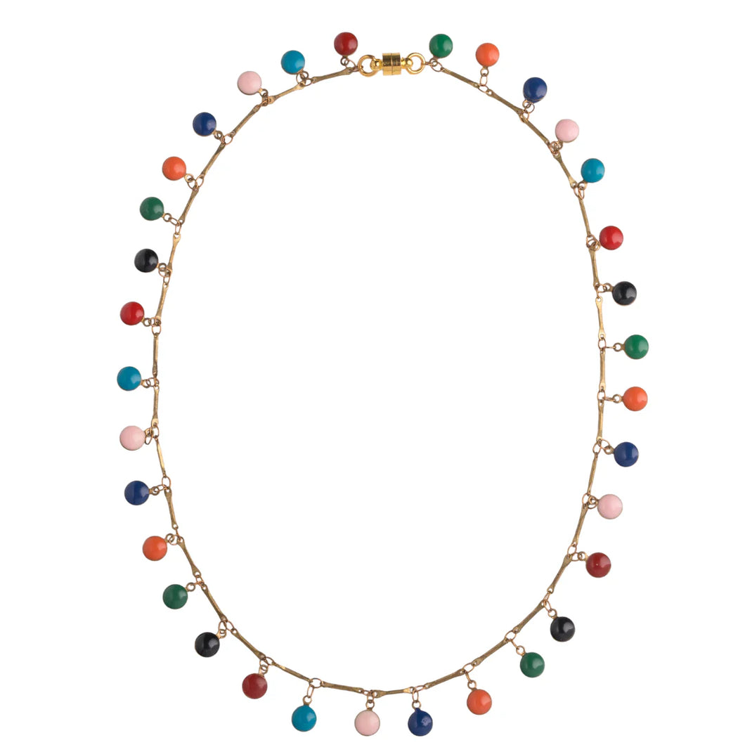 Button Drop Enamel Choker - Multi