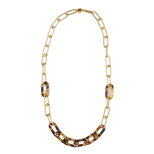 Gold paperclip chain, Tortoise shell choker