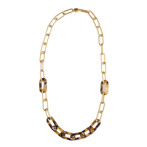 Gold paperclip chain, Tortoise shell choker