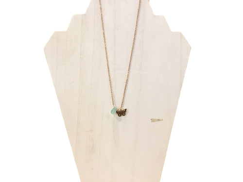 Chalcedony and Brass Charm Necklace