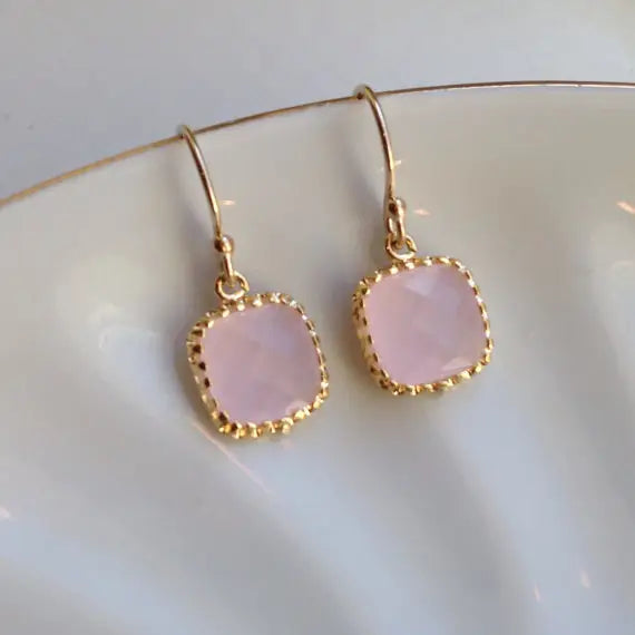 Dainty Opal Pink Earrings