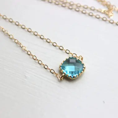 Dainty Aquamarine Blue Necklace