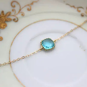 Dainty Blue Aquamarine Bracelet