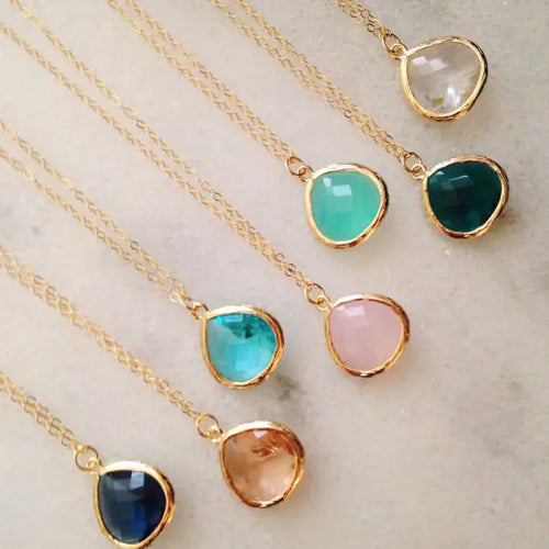 Large Teardrop Gold Necklace - Champagne