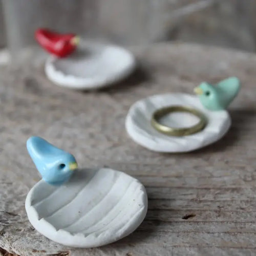 Tiny Faux Bois Bird Dish