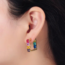 24K Gold Filled Multicolor Square Cz Huggies