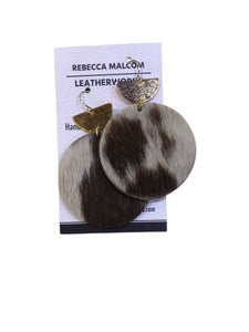 Cowhide Brown Earrings - Large