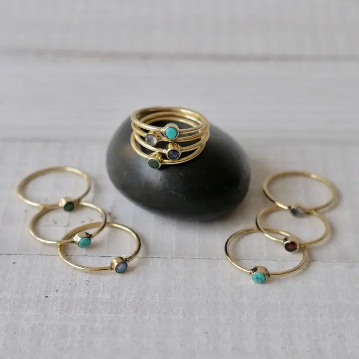 Stacking Brass Stone Ring