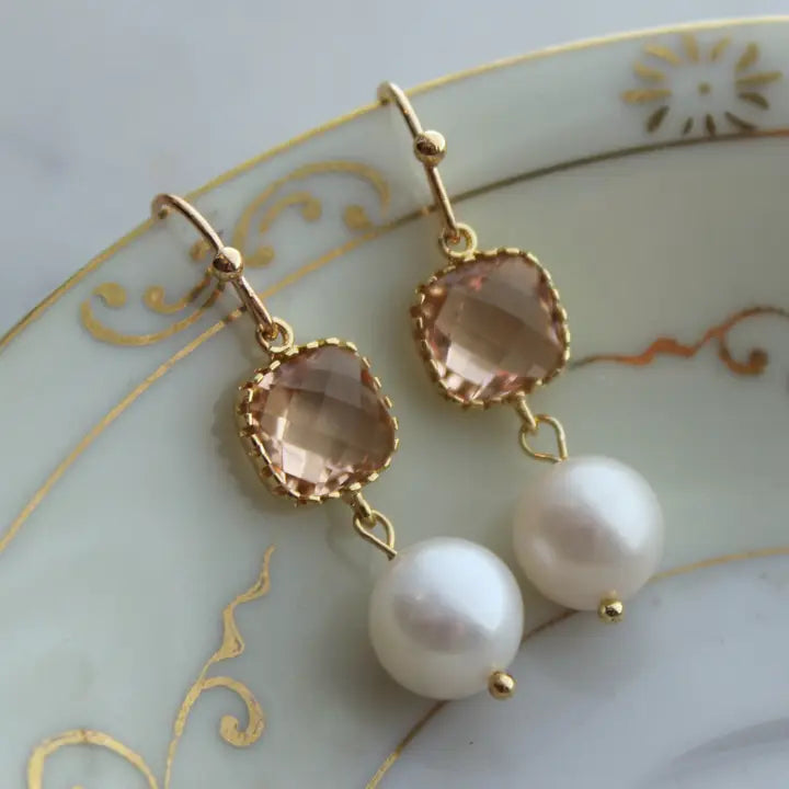 Gold Blush Pearl Earrings
