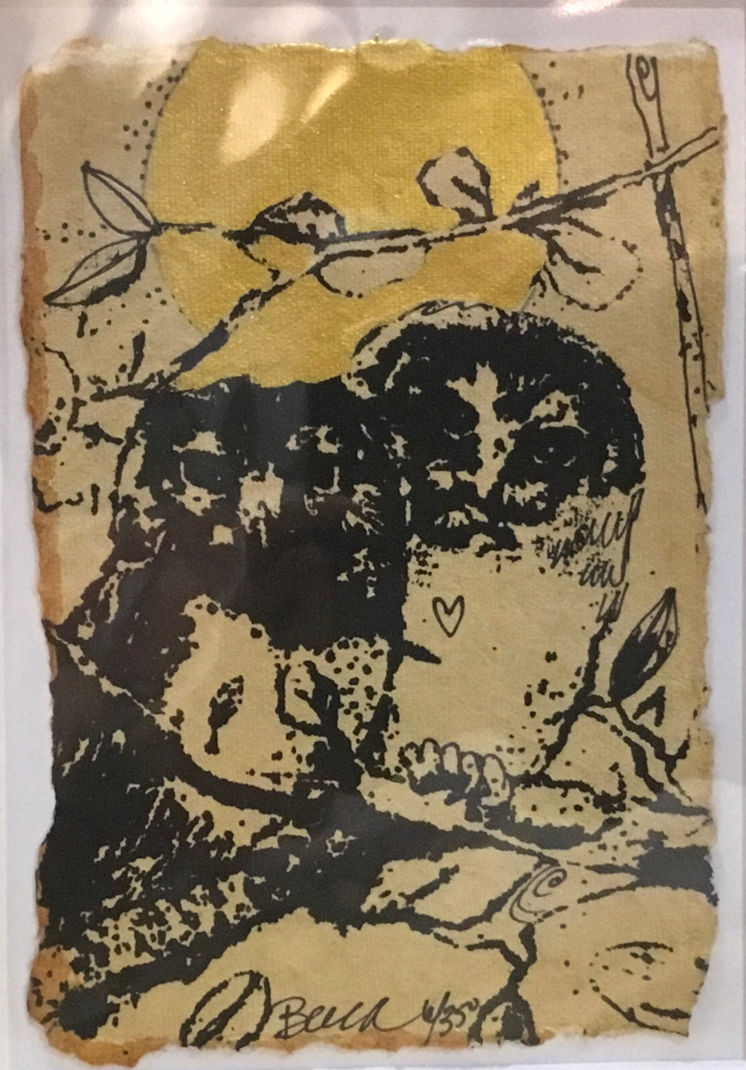 Northern saw whet owls gold moon