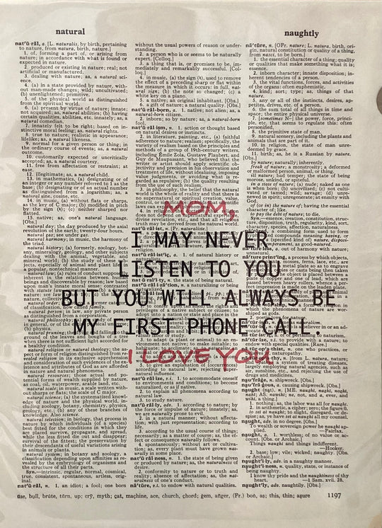Dictionary Art Print - Mom I May Never Listen