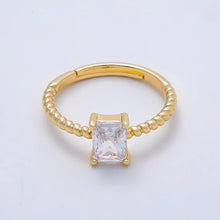16K Gold Filled Clear Baguette CZ Adjustable Ring