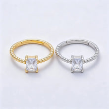 16K Gold Filled Clear Baguette CZ Adjustable Ring