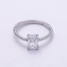 16K Gold Filled Clear Baguette CZ Adjustable Ring