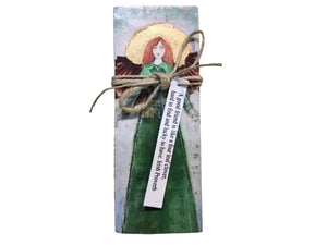 Small Wood Block Angel "A good friend is like a four leaf clover, hard to find and lucky to have."