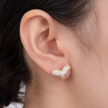 Micro Paved CZ Heart Stud Earrings