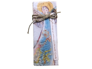 Small Wood Block Angel "Be the change you wish to see in the world."