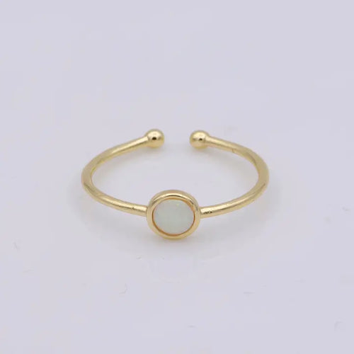 18K Gold Filled Round Opal Stone Adjustable Ring