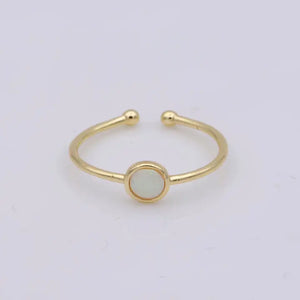 18K Gold Filled Round Opal Stone Adjustable Ring