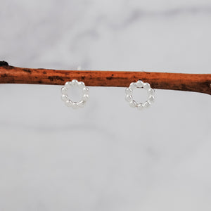 Extra Small Beaded Circle Stud Earrings - sterling silver