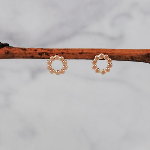 Extra Small Beaded Circle Stud Earrings - gold-filled