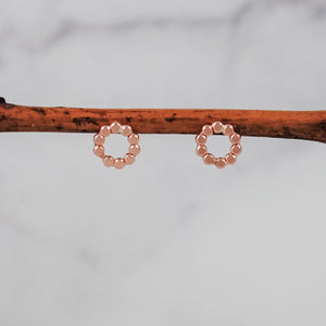 Extra Small Beaded Circle Stud Earrings - rose gold-filled