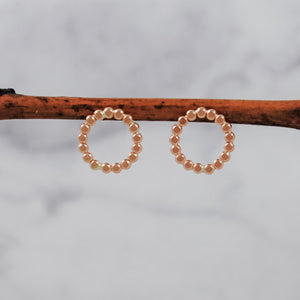 Medium Beaded Circle Studs - gold-filled