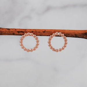 Medium Beaded Circle Studs - rose gold-filled